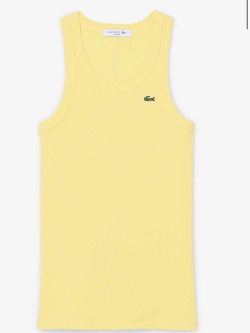 Lacoste Women’s Slim Fit Organic Cotton Ribbed Tank Top – Yellow – Size 38 US M